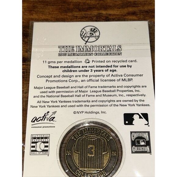 Babe Ruth The Immortals 2005 Medallion Baseball Hall Of Fame HOF NY Yankees - Picture 7 of 9
